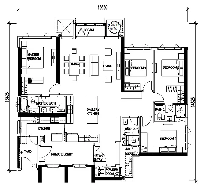 Mặt bằng căn Sky Villa